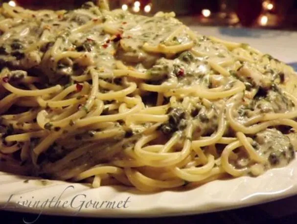 Kremet spinat og spaghetti!!!