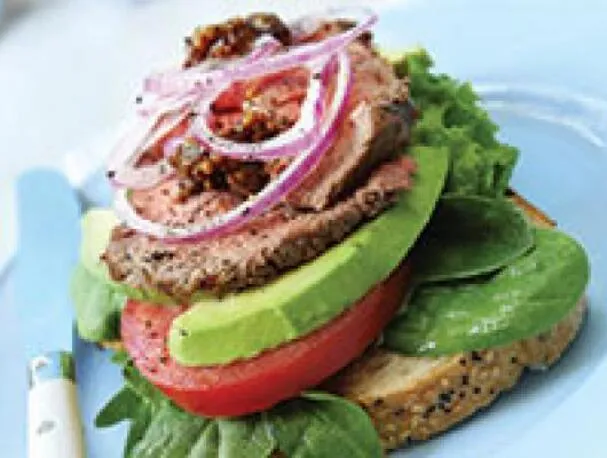 Biffsandwich med tomat- og avokadosalsa
